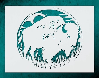 Buffalo Bison Stencil for Rustic Wall Art  DIY Projects