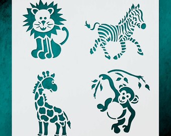Animal Safari Stencil for Kids Room Wall Art  Nursery Decor