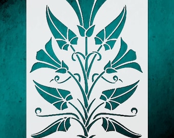 Large Floral Stencil for Art Nouveau Wall  Furniture Decor