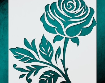 Rose  Leaves Silhouette Stencil for Art  Home Decor