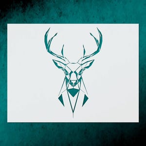 Geometric Deer Head Stencil  Reusable Wall Decor Template for DIY Crafts  Furniture Painting