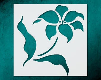 Floral Stencil Design with Petals and Leaves for Crafting and Home Decor