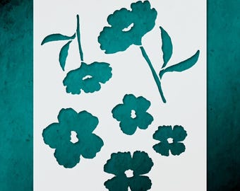 Floral Shapes and Leaves Stencil for Creative Crafting and Home Decor