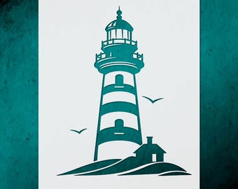 Nautical Lighthouse Stencil for Coastal Home Decor  DIY Crafts