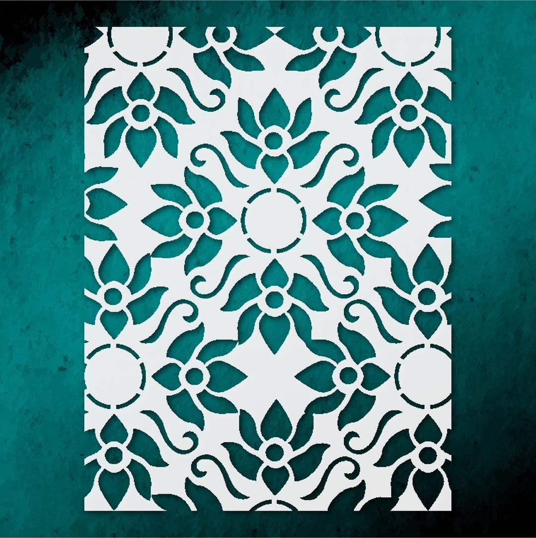 Floral Craft Stencil, Repeating Pattern, Symmetry (reusable Plastic) - Etsy