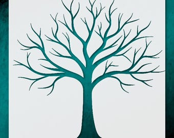 Tree Branch Stencil: Leafless Silhouette Design - Reusable Plastic