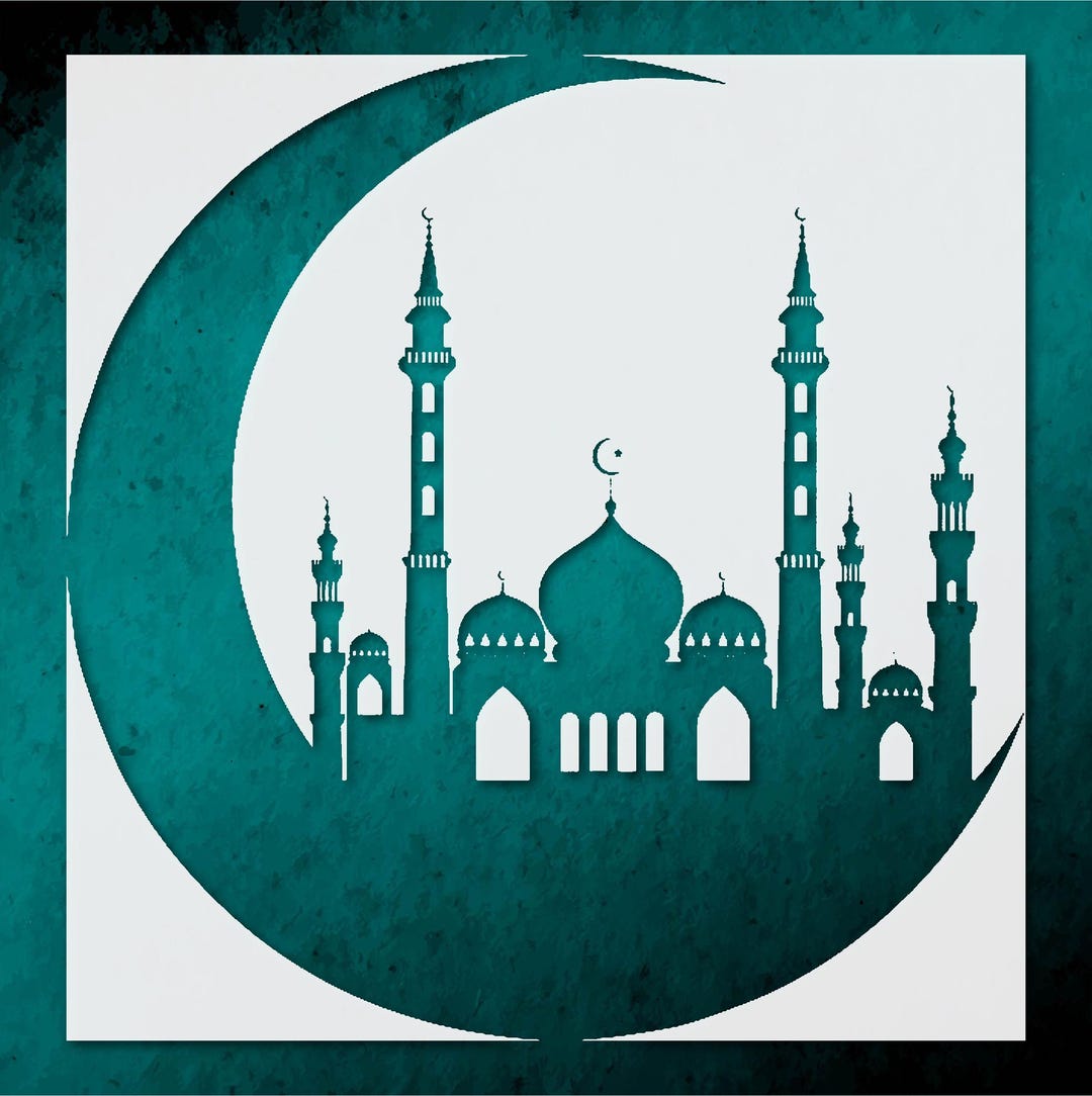 Stylized Mosque Silhouette Stencil for Islamic Art and Craft Projects ...