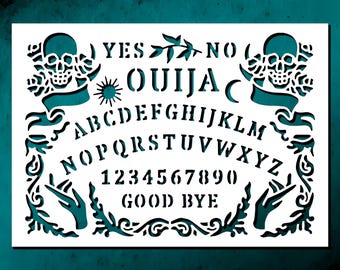 Ouija Board Stencil with Skulls and Letters for Unique Crafting and Home Decor