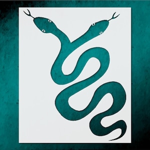 May include: A teal-colored illustration of a two-headed snake on a white background. The snake's body is a continuous line with a cutout effect, creating a sense of depth. The artwork is set against a textured teal backdrop, enhancing the visual impact.