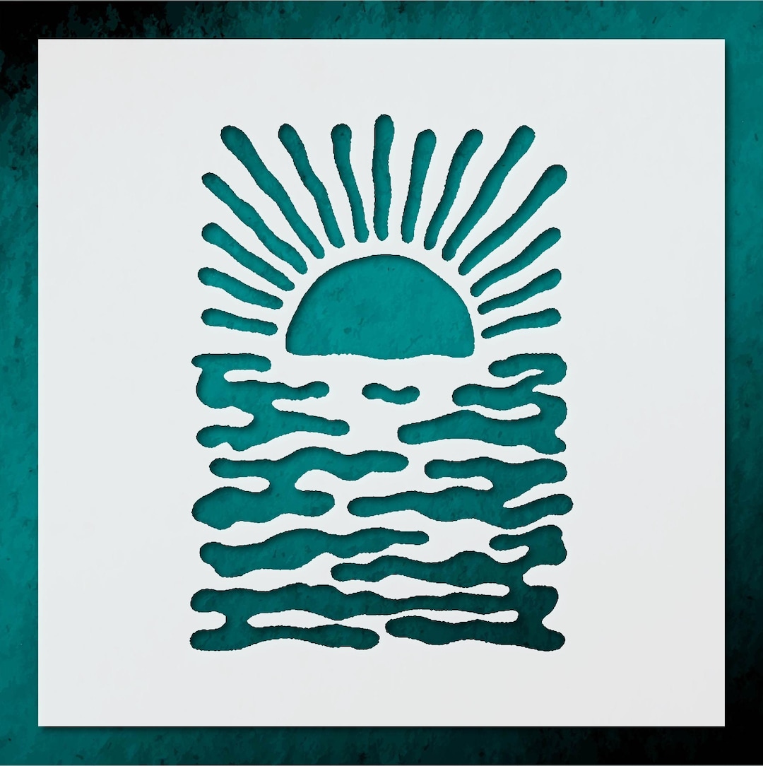 Sun Rising Stylized Stylized Sun Rising Stencil for Art Home Décor - Etsy