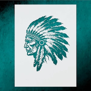 Wild West Indian Silhouette Large Stencil Template Reusable + Wall Decor, DIY Crafts, Furniture Painting