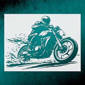 Motorcycle Rider Large Stencil Template - Reusable Wall Decor  DIY Crafts