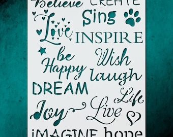 Inspire Stencil for Art  Home Décor  Useful Words Design