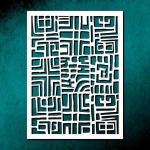 Abstract Geometric Stencil, Modern Grid Pattern (Reusable Plastic)