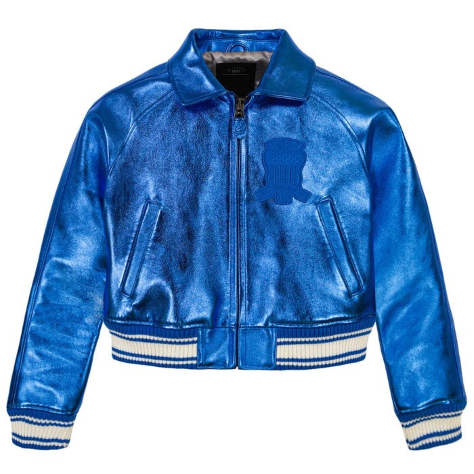 Bomber Jacket Blue Leather Jacket For Girls Avirex Electric Blue