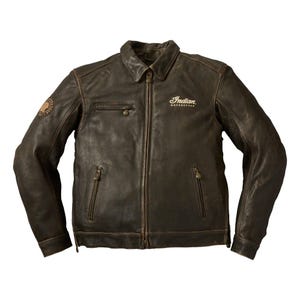 Indian Classic Motorcycle Vintage Leather Jacket for Men – Distressed Brown Biker Jacket with Removable Lining – Classic Cruiser Riding Gear