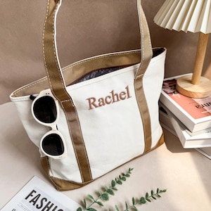 Personalized bridesmaid Tote Bag,Embroidered Canvas Tote Bag,School Bag Custom Text Tote, Bachelorette Gift,Beach Bag,Gifts for Her,