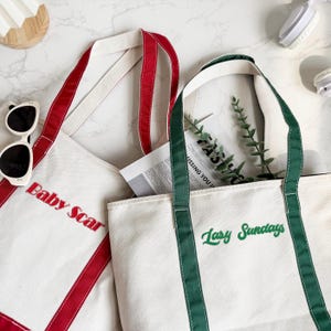 Personalized bridesmaid Tote Bag,Embroidered Canvas Tote Bag,School Bag Custom Text Tote, Bachelorette Gift,Beach Bag,Gifts for Her,