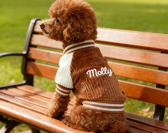Ropa personalizada para perros: nombre bordado, chaqueta de béisbol con diseño de cachorro, chaqueta de béisbol
