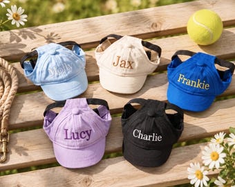 Custom Dog Hat with Embroidered Name,Pet Baseball Cap with Ear Holes,Sun Protection Dog Visor,Pet Accessories for Dogs