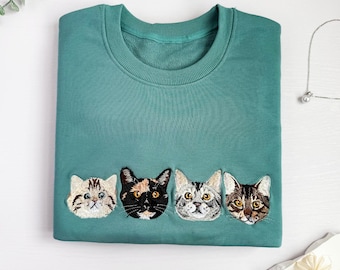 Custom Embroidered Pet Sweatshirt from Your Photo,Custom Pet Hoodie,Custom Cat Sweatshirt,Gift for Pet Lovers,Personalized Gift For Mom