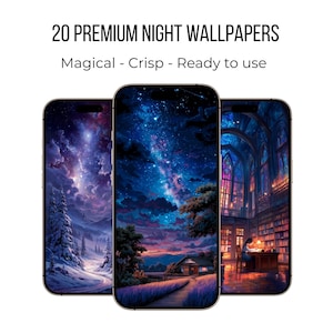 20 Night Phone Wallpapers | Magical Galaxy & Cityscapes | 4K iPhone and Android Backgrounds | Digital Download