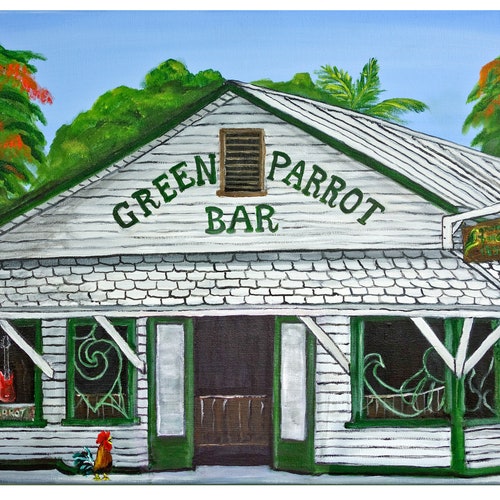 Green Parrot Conch Shell Bar Key West Florida Etsy
