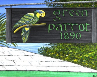 The Green Parrot Sign in Key West, Florida