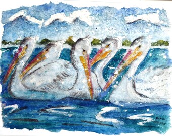 Original Snowbirds Batik Watercolor