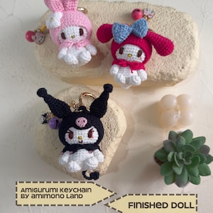 MY MELODY KUROMI Crochet Keychain Charms inspired by Sanrio, Cute Handmade Amigurumi, Gift Idea used for Bag Accessories