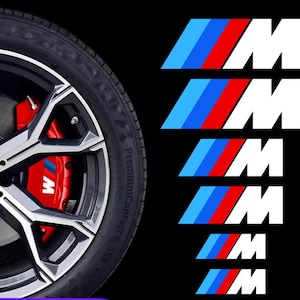 Adesivo per pinza freno BMW Serie 1/2/3/4/5/6, bianco, con stemma M Sport, effetto UV.
