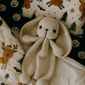Crochet Bunny Snuggler pattern pdf, Crochet Animal Plush Toy Tutorial, DIY Christmas Home Decor