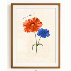 Florida Vintage Floral Wall Art | Digital Download | University of Florida | Gators Dorm, House, Apartment Decor | SEC Printable Poster