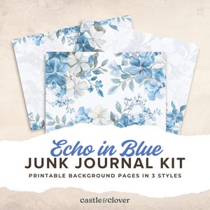 Kit de diário Echo in Blue Junk – Páginas de fundo para impressão em 3 estilos
