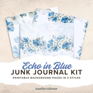 Kit de diário Echo in Blue Junk – Páginas de fundo para impressão em 3 novos estilos