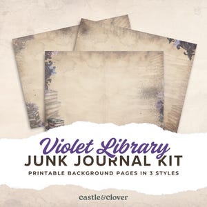 Violet Junk Journal Kit - 3 Hintergrundseiten zum Ausdrucken