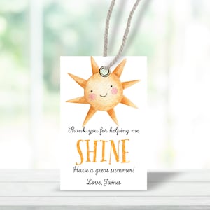 Editable Teacher Appreciation Gift Tags Sunshine | Editable and Printable Canva Template | Digital Download