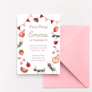 Picnic Kids Birthday Party Invitation | Editable and Printable Canva Template | Digital Download