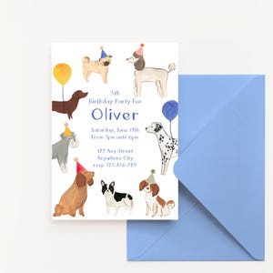 Dog Birthday Kids Party Invitation | Editable and Printable Canva Template | Digital Download
