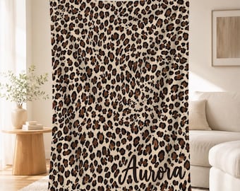 Personalized Leopard Print Blanket, Tan and Black Animal Pattern