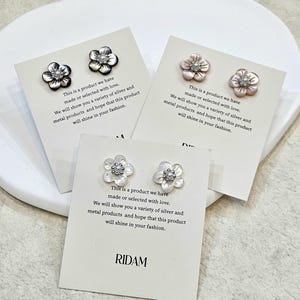 925 Sterling Silver Mother of Pearl Flower Earrings