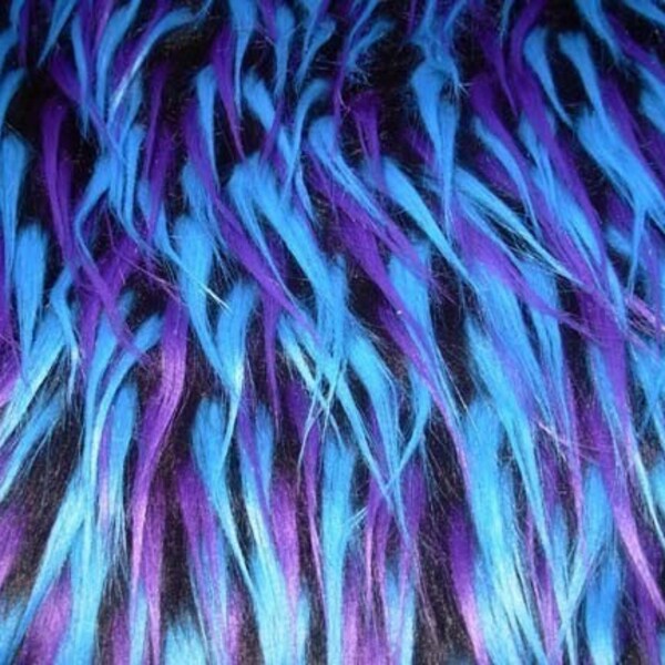 Multi Color Teal Purple and Black Faux Fur