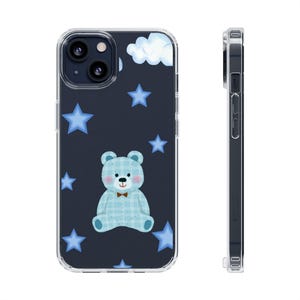 Bonita funda transparente para teléfono con forma de osito de peluche, adorable funda para teléfono infantil, ideal como regalo de cumpleaños, decoración infantil, diseño infantil.