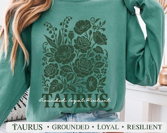 Comfort Colors Zodiac Shirt | Vintage Botanical Astrology Long Sleeve