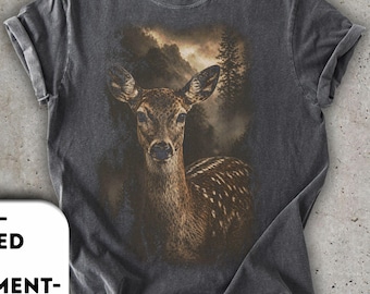 Comfort Colors 1717 Vintage Deer Graphic Tee, Woodland Wilderkind Shirt