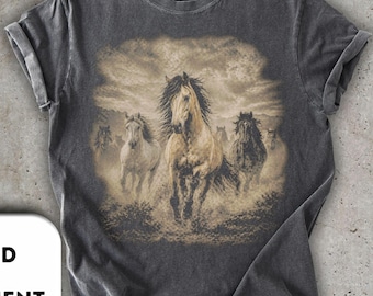 Comfort Colors Wild Horses Running Graphic Tee, Vintage Western Unisex Shirt