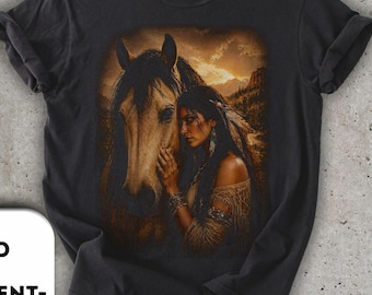 Comfort Colors 1717 Horse Lover Shirt, Western Boho Sunset Graphic Tee