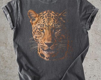 Vintage Leopard Face Dissolve T-shirt | Photo Realism Animal Graphic