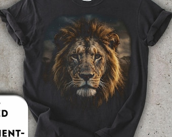 Comfort Colors 1717 Vintage Lion Graphic Tee, Moody Big Cat Shirt