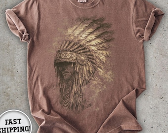 Comfort Colors 1717 Feather Headdress Shirt, Vintage Western Graphic Tee